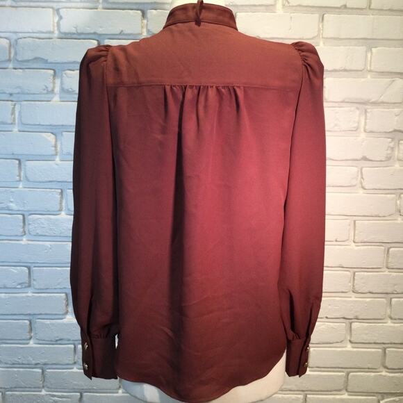 EXPRESS Portofino Balloon Sleeve Button down Blouse Medium missing scarf - Picture 3 of 8